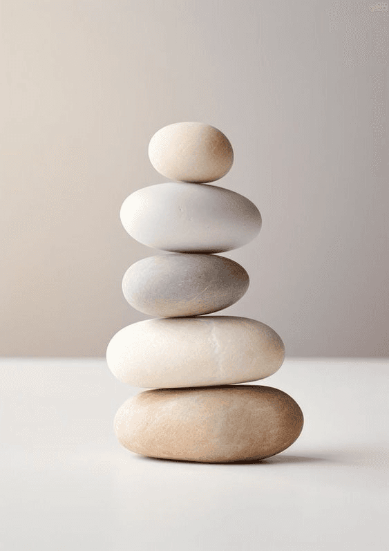 A balanced stack of smooth stones